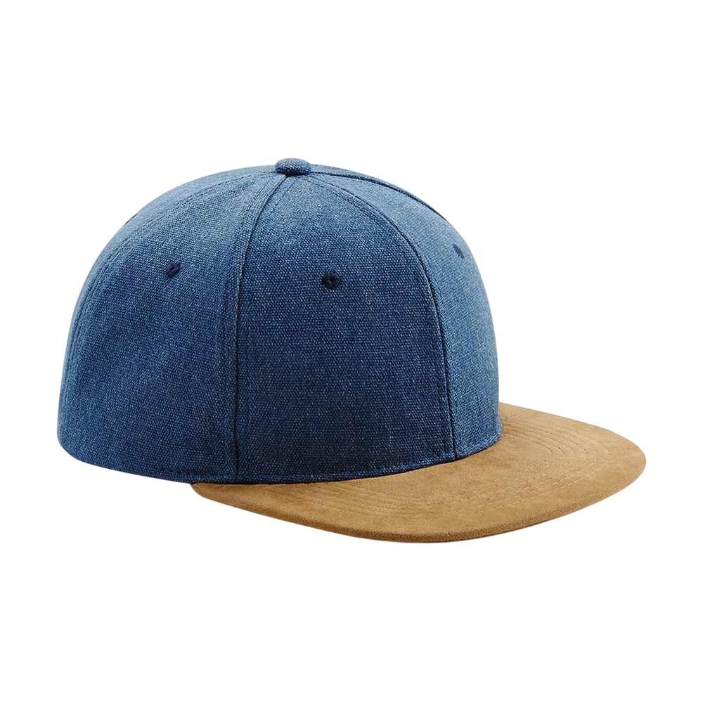 Faux Suede Flat Peak Snapback Cap