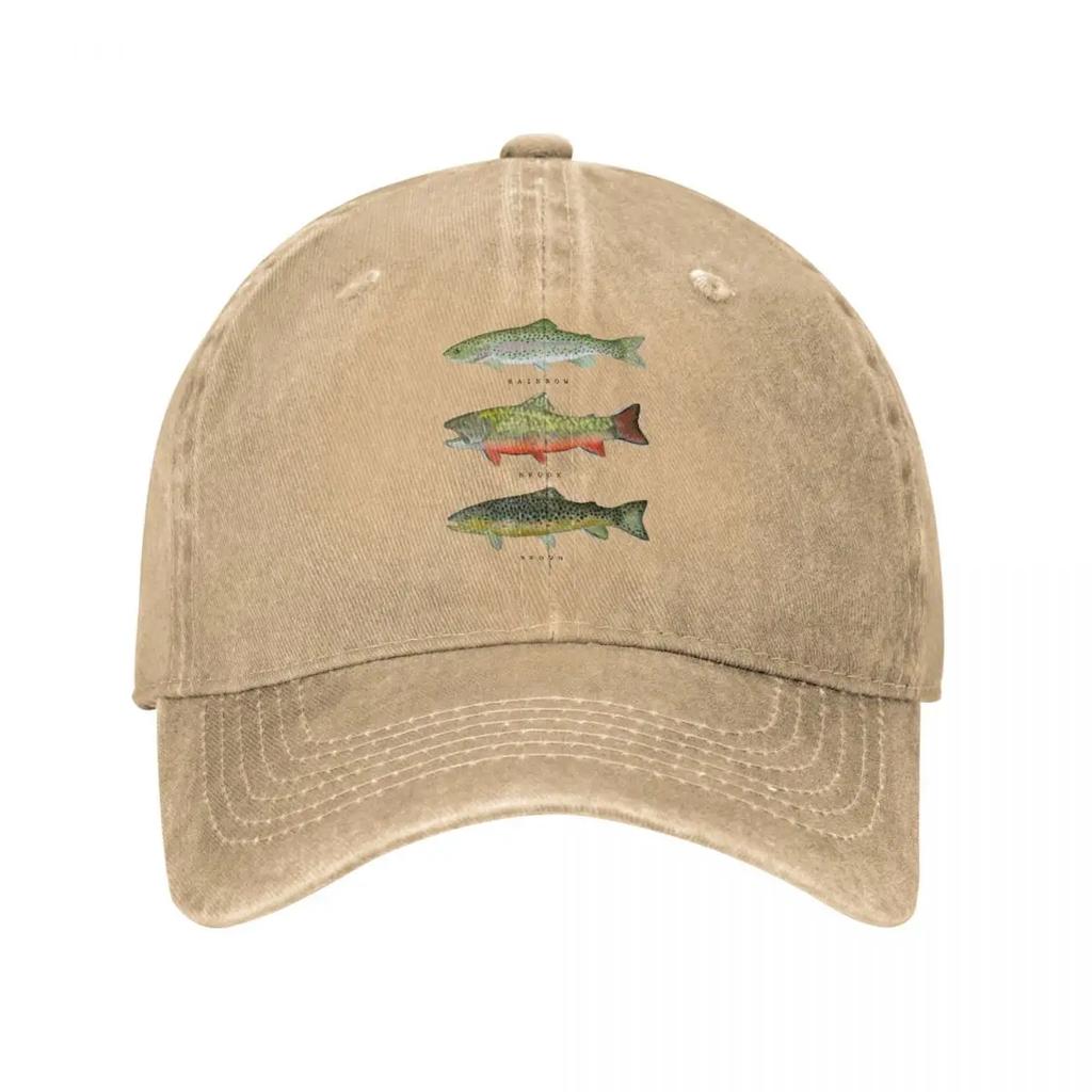 Коричневая Радужная Форель Триада Бейсболка Унисекс Потертая Стиранная Snapback Кепка Рыбалка Нахлыст На Открытом Воздухе Бег Гольф Кепки Шляпа