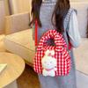 And Cozy Playful Plush Rabbit Shoulder Bag For Children With Trendy Checkered Design For Use Daily