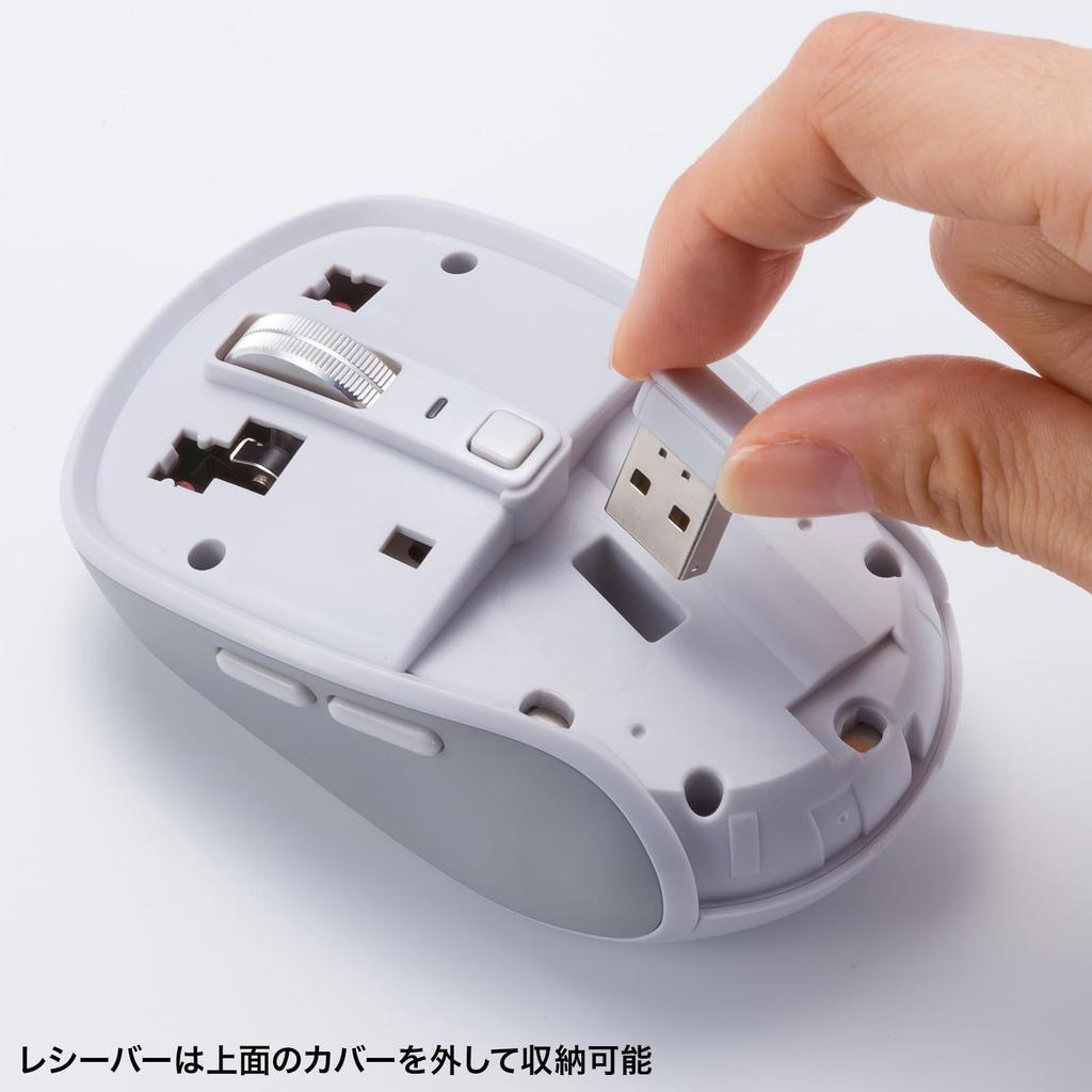 Sanwa поставляет бесшумную беспроводную мышь Bluetooth 5 (Перезаряжаемый, Кнопочный, Белый) MA-WBBS519W