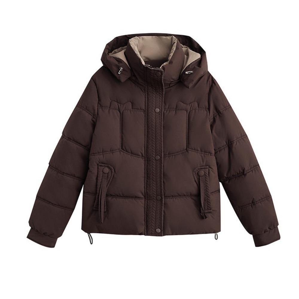 Однотонная утолщенная пуховая хлопковая одежда короткое модное пальто новая зима 2025 хлопковая одежда свободное маленькое пальто