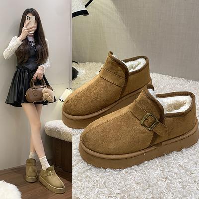 Однотонные высокие зимние сапоги женские 2025 зима новые бархатные утолщенные теплые новые Северо-восточные хлопковые сапоги с цельным мехом