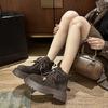 2025 осень и зима новые ретро-стиль круглый носок платформа ботинки Мартин женские британский стиль женские толстый каблук короткие ботинки