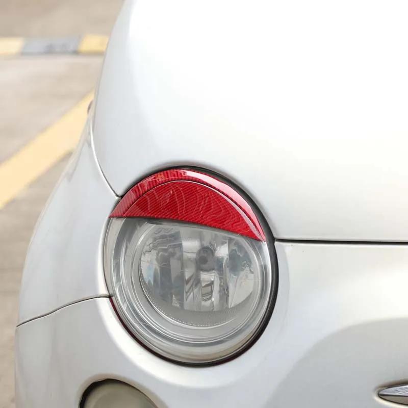 Мягкое углеродное волокно Для Fiat 500 2007-2015 Автомобильные наклейки-молдинги на передние фары (брови, веки) Декоративные наклейки для фар автомобиля