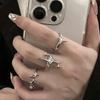 Cold Wind Starlight Inlaid Zircon Open Ring Set Handicraft Soul Collision Trendy Jewelry Accessories 2024