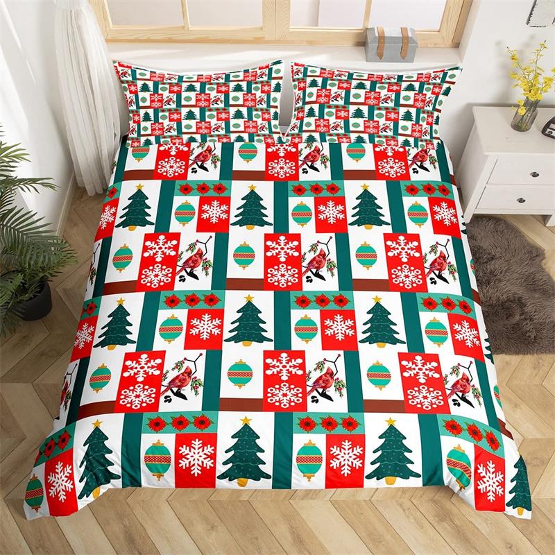 Merry Christmas Duvet Cover Deer Elk Red Bedding Set For Boys Girl Happy New Year Comforter Cover Winter Holiday Bedspread Cover