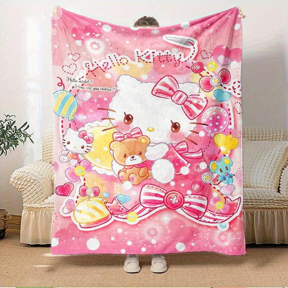 1pc Hello Kitty Plush Home Decor Blanket - Seasonal Universal Comfortable Washable Gift for All Ages, Suitable for All Families, Available i