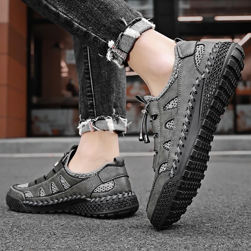 Летние мужские кроссовки для отдыха на открытом воздухе, дышащая сетка, повседневные туфли на плоской подошве, обувь для вождения, большой размер 39-46