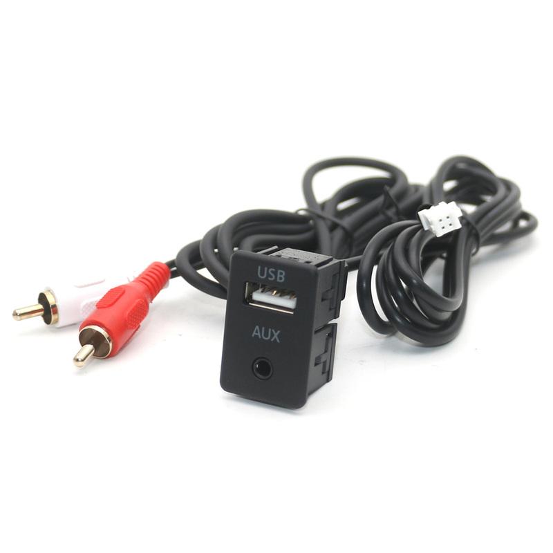 Car Dash Flush Mount 4 6 Pin Dual USB Switch Panel 3.5mm AUX RCA Interface Cable Adapter for Toyota VW Android Multimedia Player