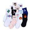 Women Daily Socks Harajuku Korea Japanese Cotton Kitten Flame Ulzzang Socks Men Chinese Cactus Gun Shark Alien Christmas Socks