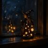 Seasonal Home Entrance Decor Halloween Witch Figurine with Star Light, Resin Tabletop Nightlight Lantern, Handcrafted Holiday Table Centerpiece Wizard