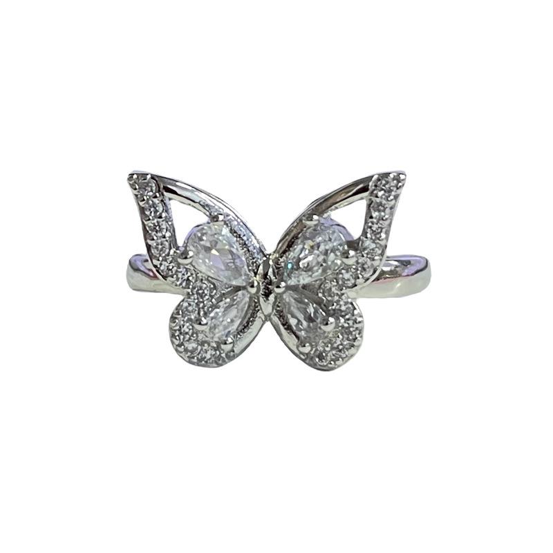 Элегантное открытое кольцо с бриллиантом «Бабочка» — роскошный и модный дизайн для женщин