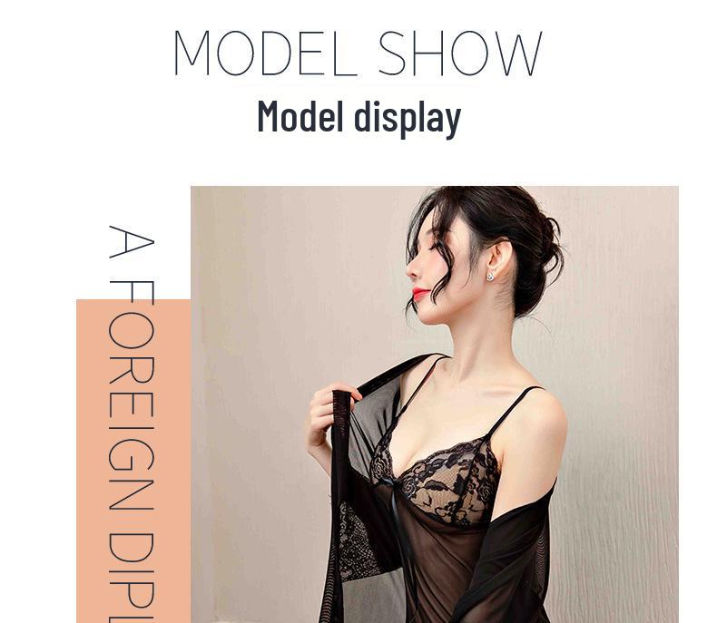 Комплект кружевного нижнего белья большого размера из 3 предметов: Сексуальная летняя ночная сорочка-майка из прозрачного ледяного шелка.