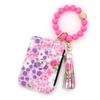 Boho Style Silicone Bead Bracelet Keychain Fragmented Design Leather Card Bag Keychain  Travel