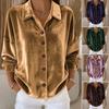 Женская рубашка Лацкан Длинный рукав Бархатная текстура Однотонная Рубашка Топы Свободный крой Пуговицы