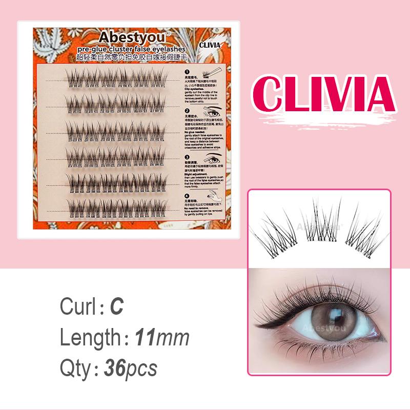 Abestyou No-Glue No-Removal Self-Adhesive Wide Stem Fish Tail False Lashes Natural Segmental Design