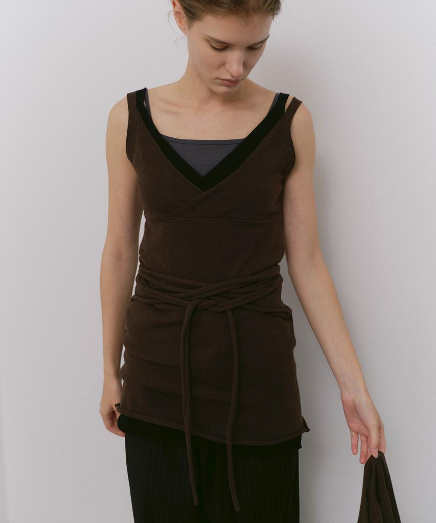 Платье CACELE с необработанным краем, Коричневое