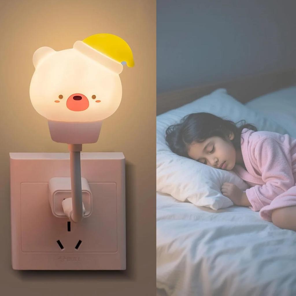 USB Night Light LED Cute Cartoon Bear Rabit Night Lamp with Remote Control for Baby Kid Bedroom Decoration Bedside Lamp