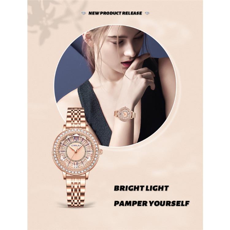 CRRJU Новые женские часы со стальным ремешком и бриллиантами, модные деловые часы