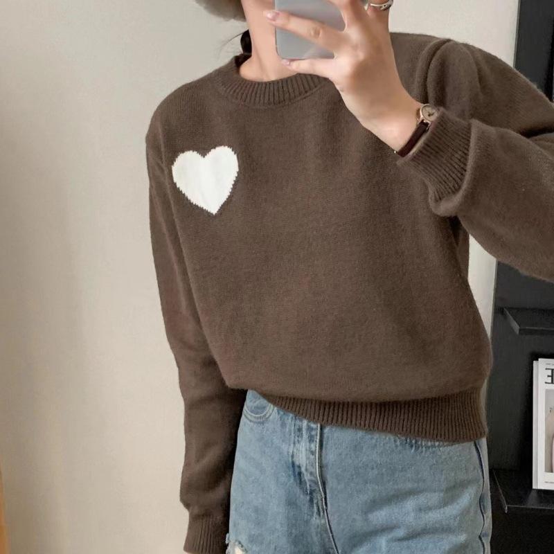 YYFS Женская мода повседневная осень-зима с принтом любовных букв, с длинным рукавом и круглым вырезом