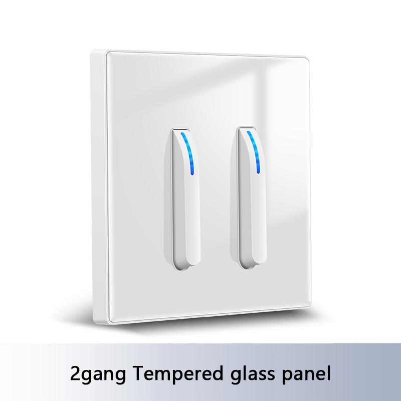 Wall Light Switch Panel Tempered Glass International Switch Self-reset 1/2/3/4 Gang 1/2 Way LED Indicator Piano Key Wall Panel