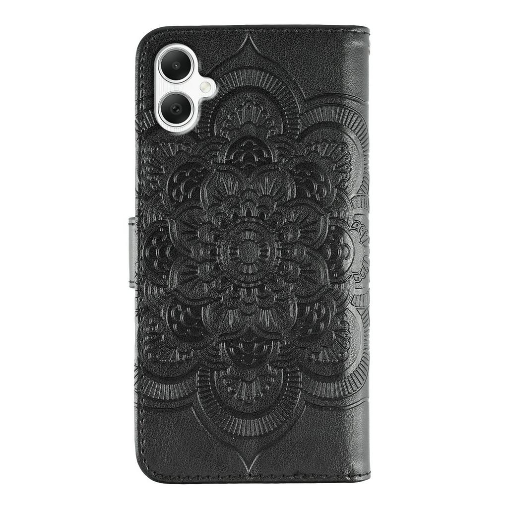 For Samsung Galaxy A06 4G/5G/A07 Case PU Leather Mandala Imprinted Design Wallet Phone Cover with Wrist Strap