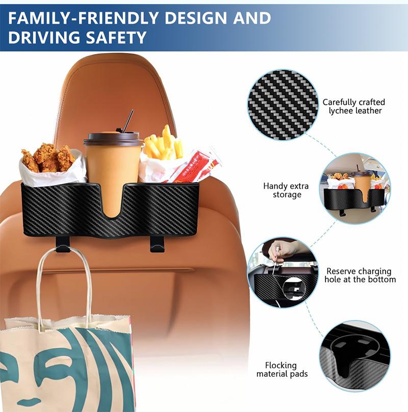 Car Backseat Headrest Organizer With Cup Holder Hook Food Drink Storage Rack Auto Seat Gap Filler Travel Accessories Gear