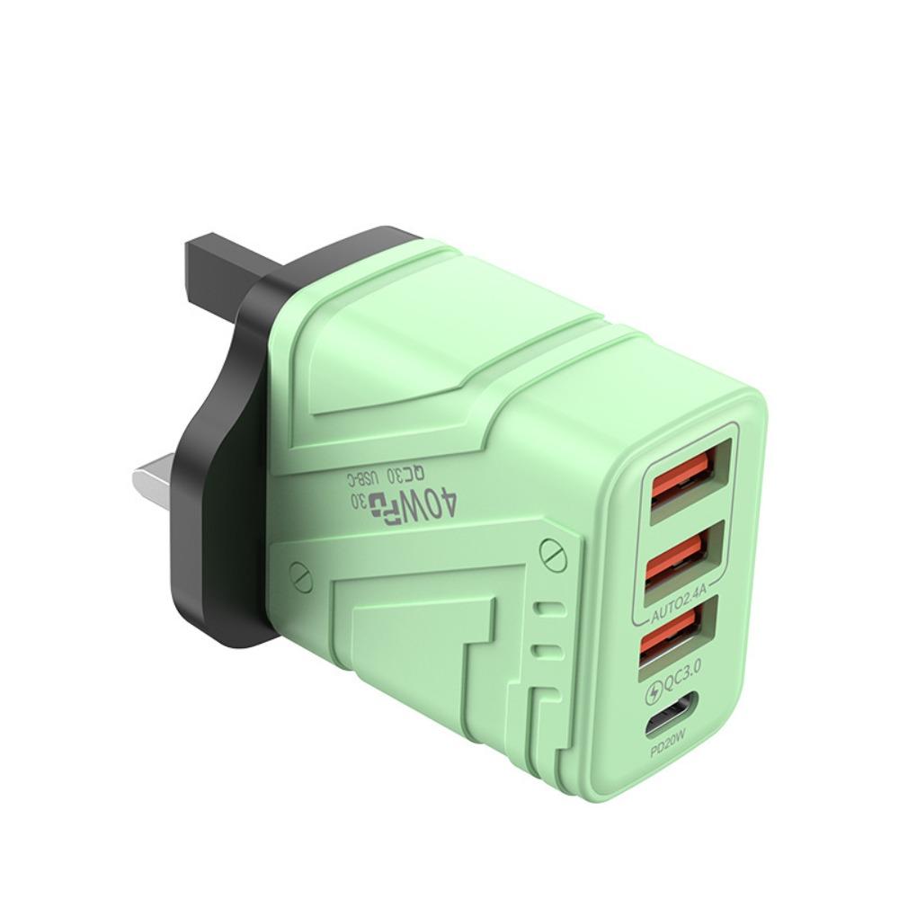 4 Ports 40W Charger Plug EU/US/UK USB C Charger Phone Charger Adapter for iPhone/Xiaomi/Samsung