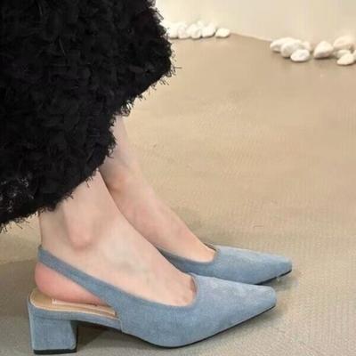 Новинка 2024 года, весна, новые сандалии, модные женские туфли без застежек на щиколотку, туфли-лодочки на низком каблуке для улицы, мюли, туфли-лодочки