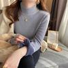 Women's Fleece-Lined Thick Sweater for Autumn/Winter, Half-High Collar Plush Base Layer, High-Grade Warm Top.