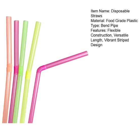 100 шт. гибкие пластиковые трубочки одноразовые питьевые трубочки разных цветов 21 см гибкие полосатые трубочки для сока для вечеринок и мероприятий