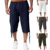 Men'S Loose Cotton And Linen Pants Beach Casual Sports Pants Solid Color Seven Points Cotton And Linen Shorts