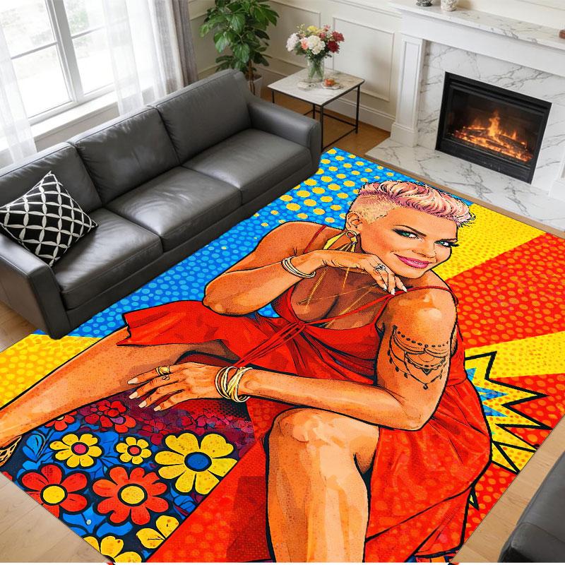 Crystal Velvet Rug Soft Non Slip Indoor Floor Mat Home DecorP!nk singer