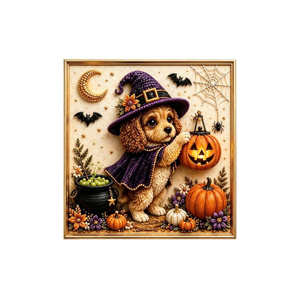 Dowmoo cute pumpkin dog diamond painting pearl bead craft set holiday decoration accentuates the atmosphere 1pc