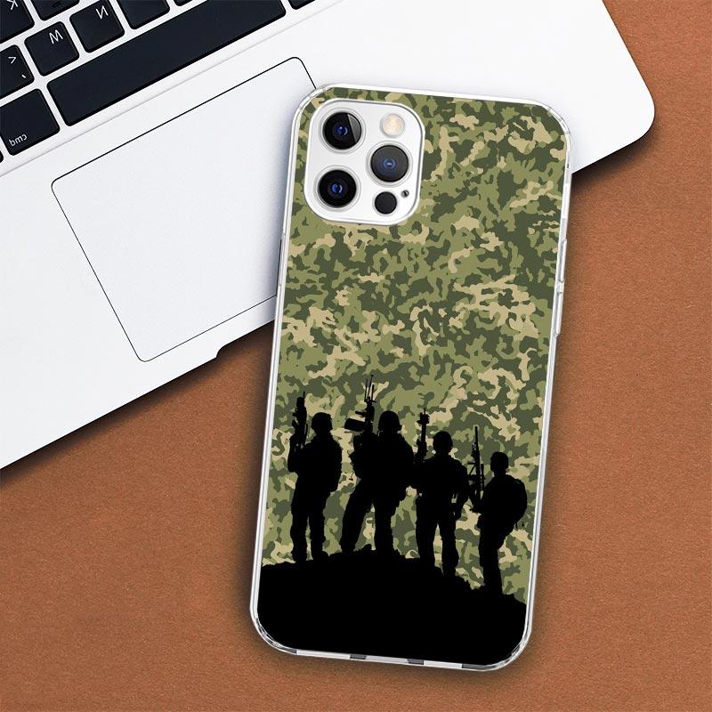 Камуфляжный чехол для телефона в стиле милитари для Apple iPhone 11 12 13 15 14 Pro 7 XR X XS Max 8 Plus + Mini SE, мягкий чехол с индивидуальным принтом