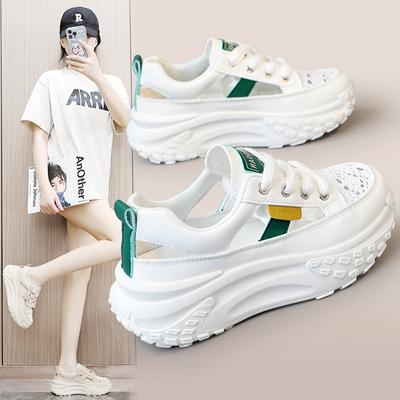 K6713 новые белые туфли, женские дышащие летние туфли с толстой подошвой, увеличивающие высоту, повседневная обувь, женские кроссовки