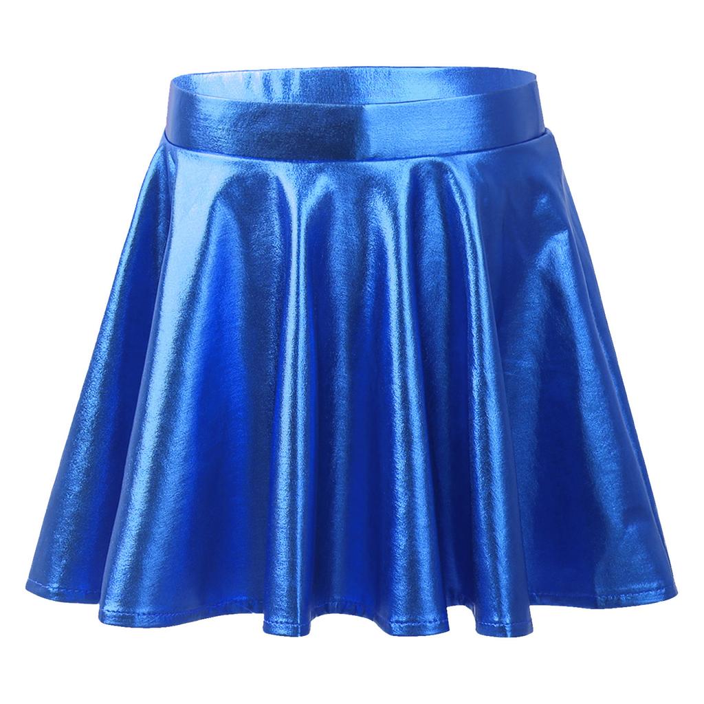 Girls Metallic Dance Pleated Skirts Ballet Tutu Skirts Modern Dance A Line Skirts Performance Skorts