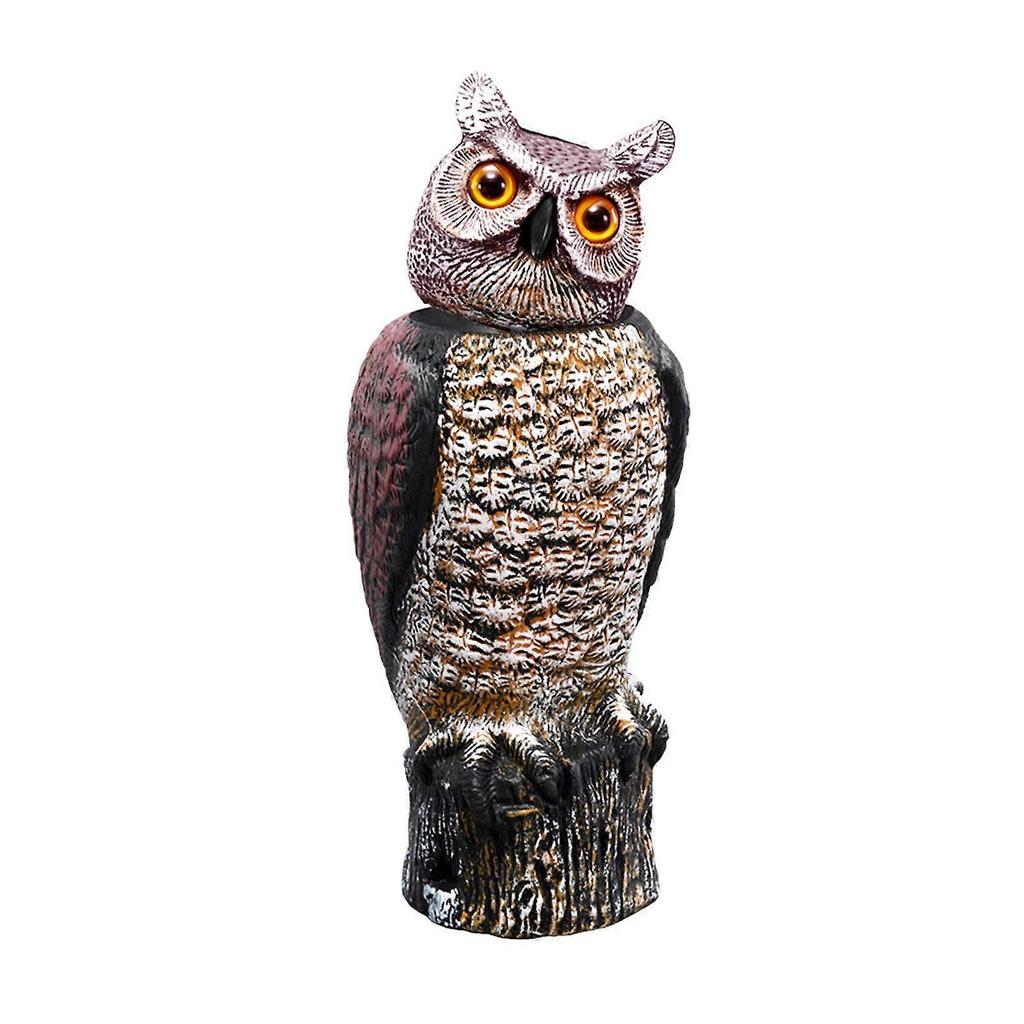 2x18inch Fake Owl Decoy with Rotating Head Bird Pigeon Crow Scarer