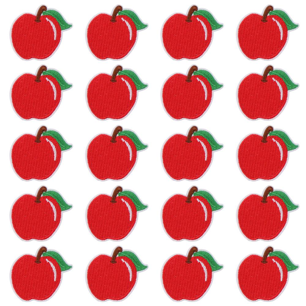 20 Pieces Polyester Red Apple Patches Apple Shape Cute Fruit Sew on/Iron On Patches Women