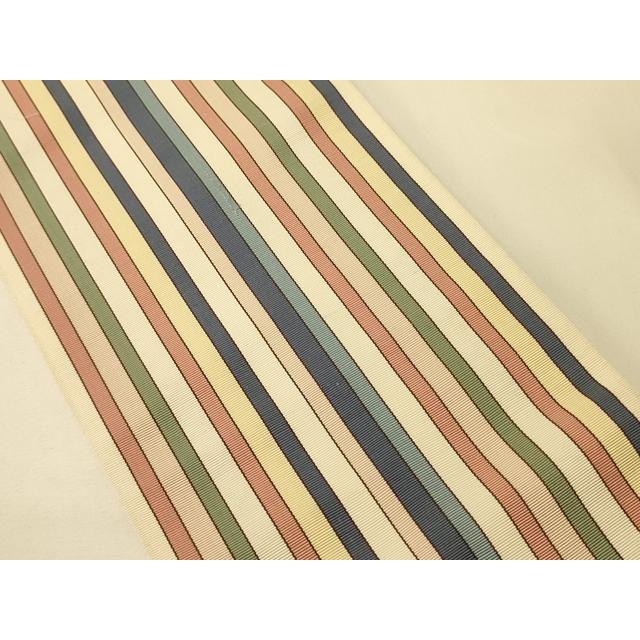Used Heiwaya Kimono - Authentic Chikuzen Hakataori, double-sided half-width obi, gift patternstripes, certificate stamp included, pure silk,
