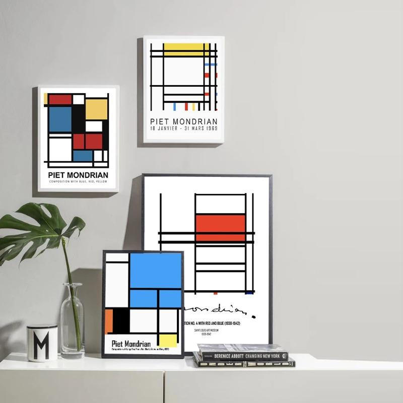 Скандинавский Абстрактный Пит Мондриан Геометрическое Настенное Искусство Холст Постеры Живопись и Принты Настенные Картины для Гостиной Современный Декор