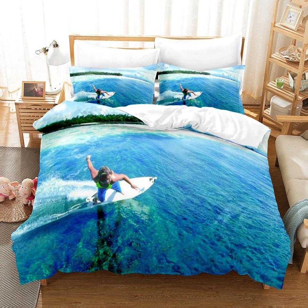 Sea Surfing Bedding Set Surf Modern Outdoor Extreme Sports Duvet Cover Queen King Ocean Surfboard 2/3PCS Polyester Quilt Cover