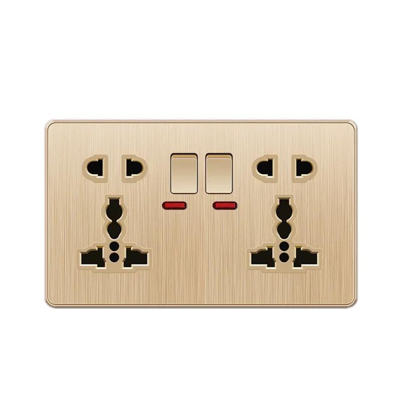 Depoguye Gold 13A UK Plug USB настенная розетка, универсальная розетка на 10 отверстий с выключателем электрическая настенная розетка с USB зарядным устройством