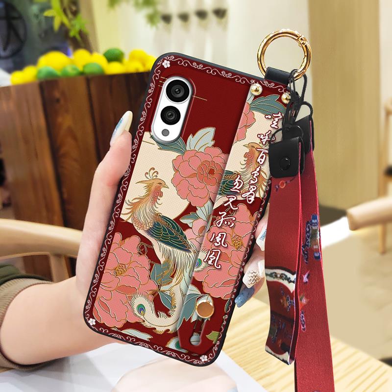 Shockproof Wristband Phone Case For FCNT/Fujitsu Arrows N F-51C Ring Chinese style Silicone Phone Holder Dirt-resistant