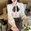 Bow Tie Design Shirt for Women's Spring New Style French Top Fashionable Chic Shirt
