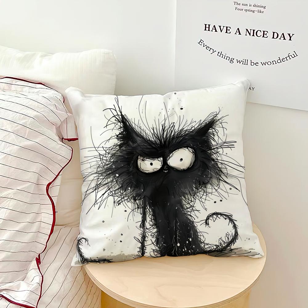 Чехол для подушки Whimsical Cat Art, для дивана, гостиной, спальни, изголовья, спинки, квадратная подушка, наволочка для сна