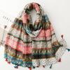 Fashion Bohemina Ethnic Floral Viscose Shawl Wrap Lady Thin Scarfs Fashion Tassel Pashmina High Quality Foulard Hijab Sjaal