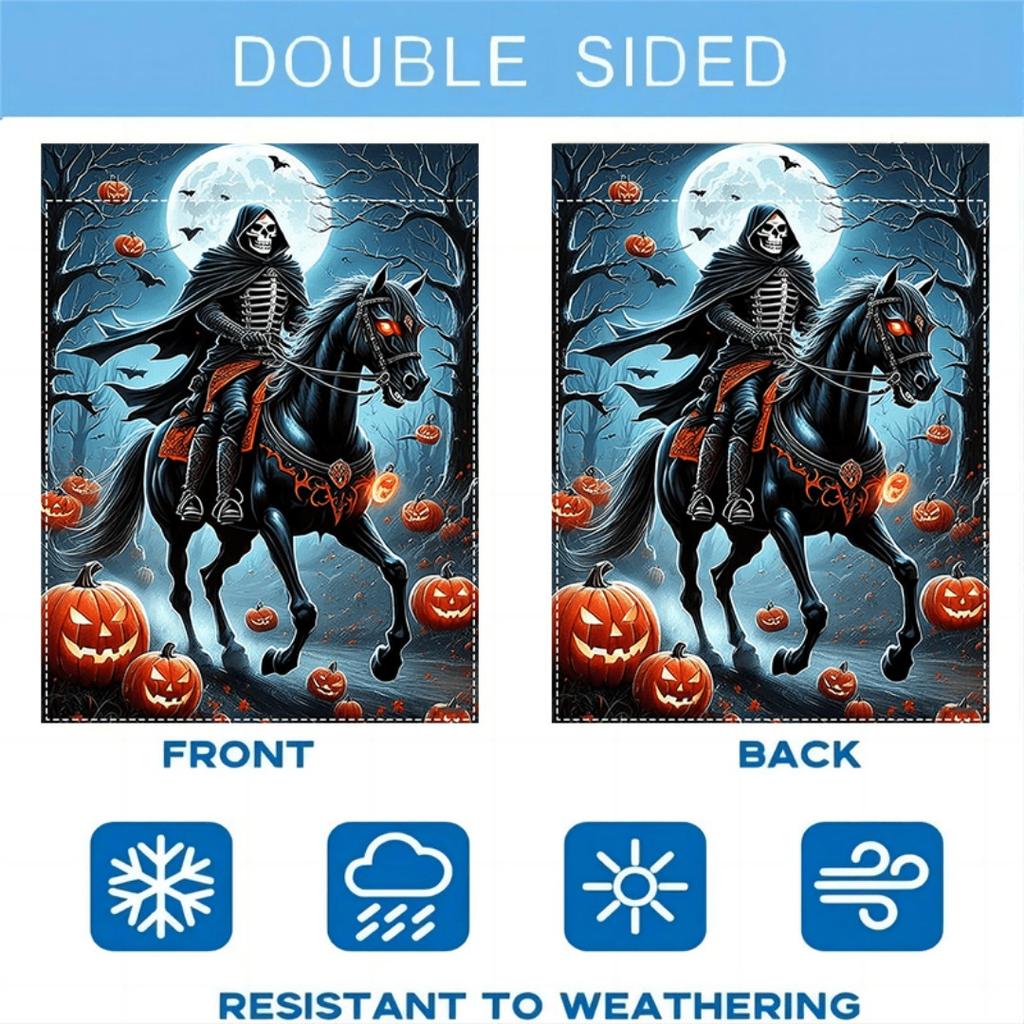 1pc Dark Halloween Garden Flag Horro Sleepy Hollow Print Suitable for Halloween Yard Outside Decoration No Flag Pole 12X18 Inch