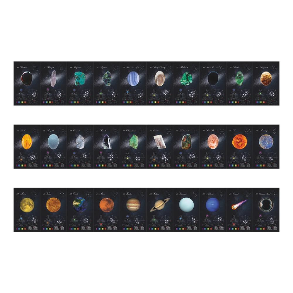 Карты исцеления с кристаллами 12x7 см, электронный путеводитель по играм Oracle Deck, 60 шт. Карты (48 кристальных карт и 12 карт зодиака)