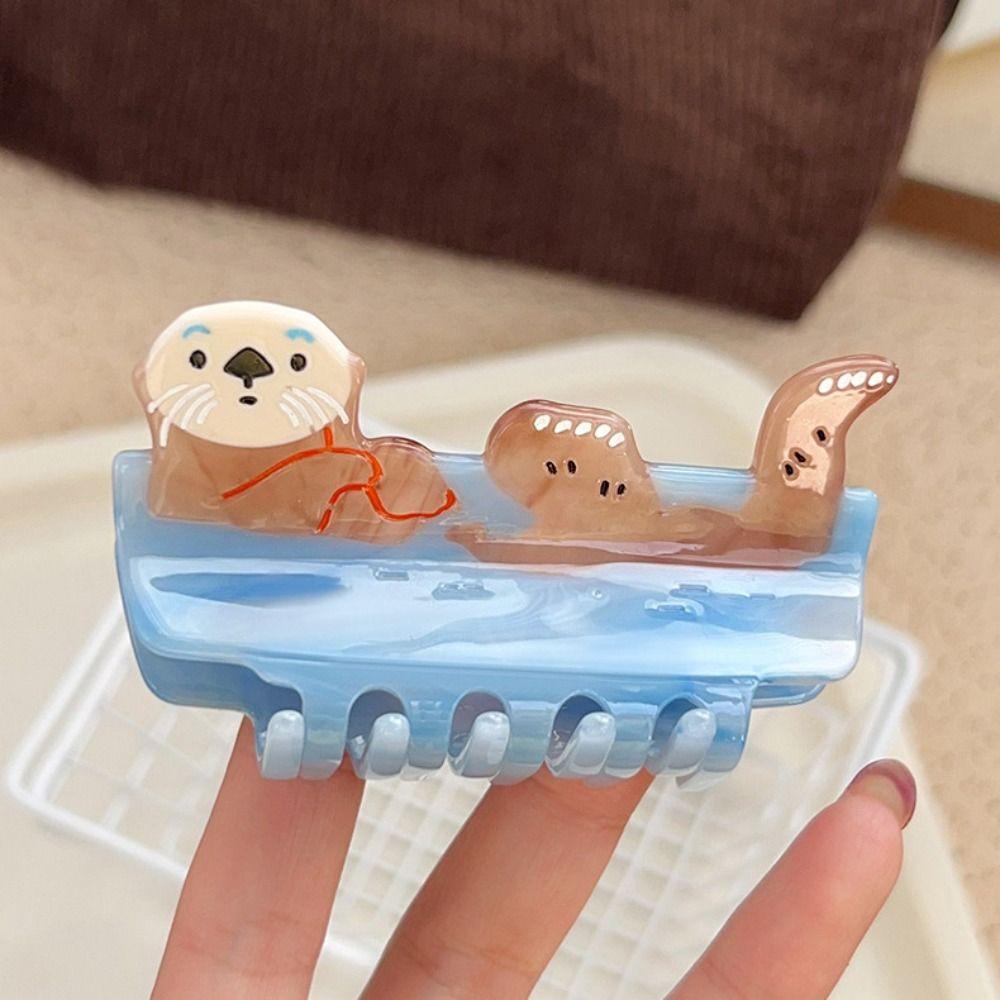 Little Raccoon Cute Cat Crab Clip Sweet Small Shark Clip Trendy Cartoon Animal Hair Claw  Girls